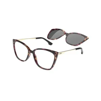 Óculos de Grau Gatinho Clipon Colcci Bandy 4 Demi RGD.ACT Marrom+Dourado