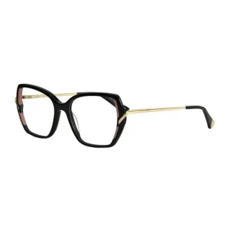 Óculos de Grau Quadrado Ana Hickmann Ah60038-A01 RMD.MTL Preto+Dourado - Feminino